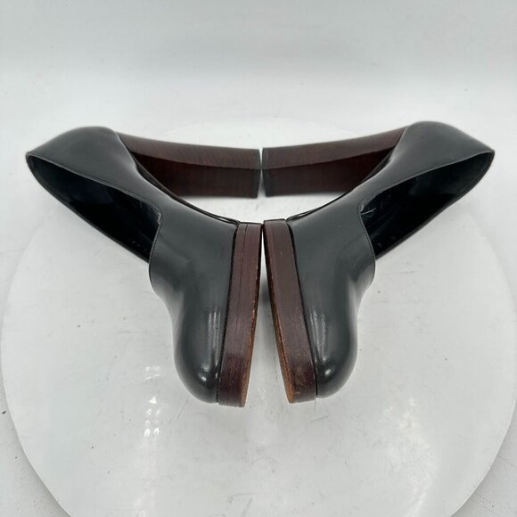 Gucci Women Size 9B Black Leather Platform Slip On Pump Block Heel Shoes - Picture 7 of 11